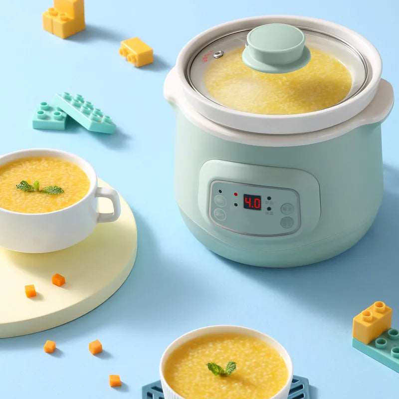 220V 1L Mini Electric Stewing Pot Ceramic Inner Multi Cooker Household Automatic Electric Slow Stewer